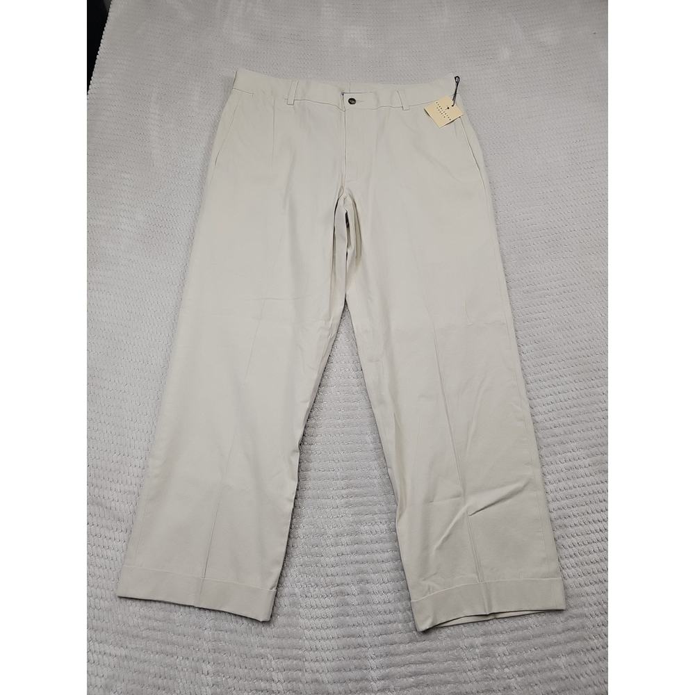 Charleston Khakis Mens 36 Tan Flat Front Preppy Beachy New